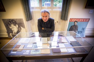 Jeff Towns with part of his collection of Dylan Thomas writings and memorabilia.